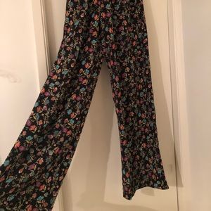 Wide leg floral pants, comfy high waisted (Med)